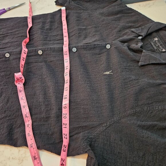 Allsaints Mens Black Mattole Ramskull Camp Shirt XL Relaxed Fit Short Sleeve - Picture 9 of 12